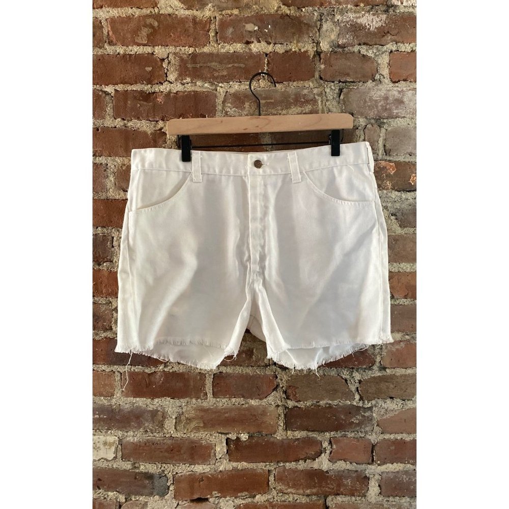 Vintage Sears Jeans Joint White Denim Short Shorts 38 11" Rise VGUC 1980s